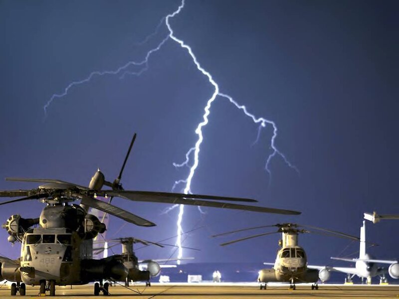 Helicopters on Tarmac — Blue