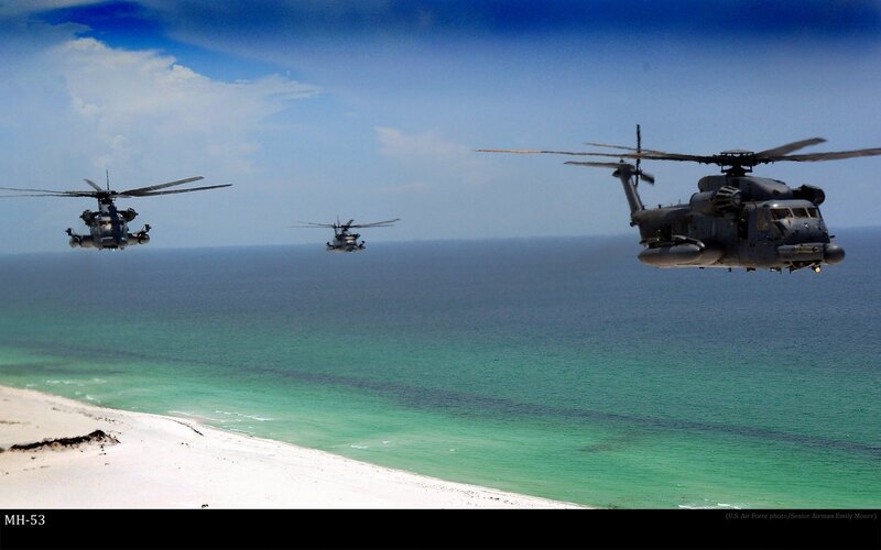 Helicopters over coastal waters