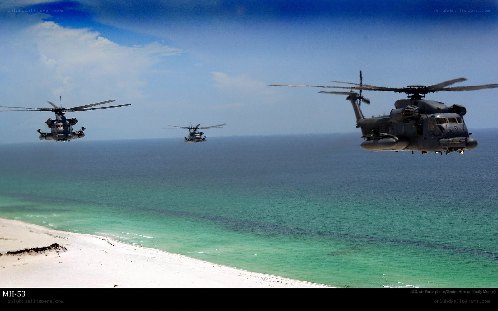 Helicopters over coastal waters