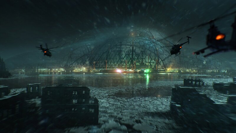 Helicopters over Dome — Black, Dark, Dramatic, Night