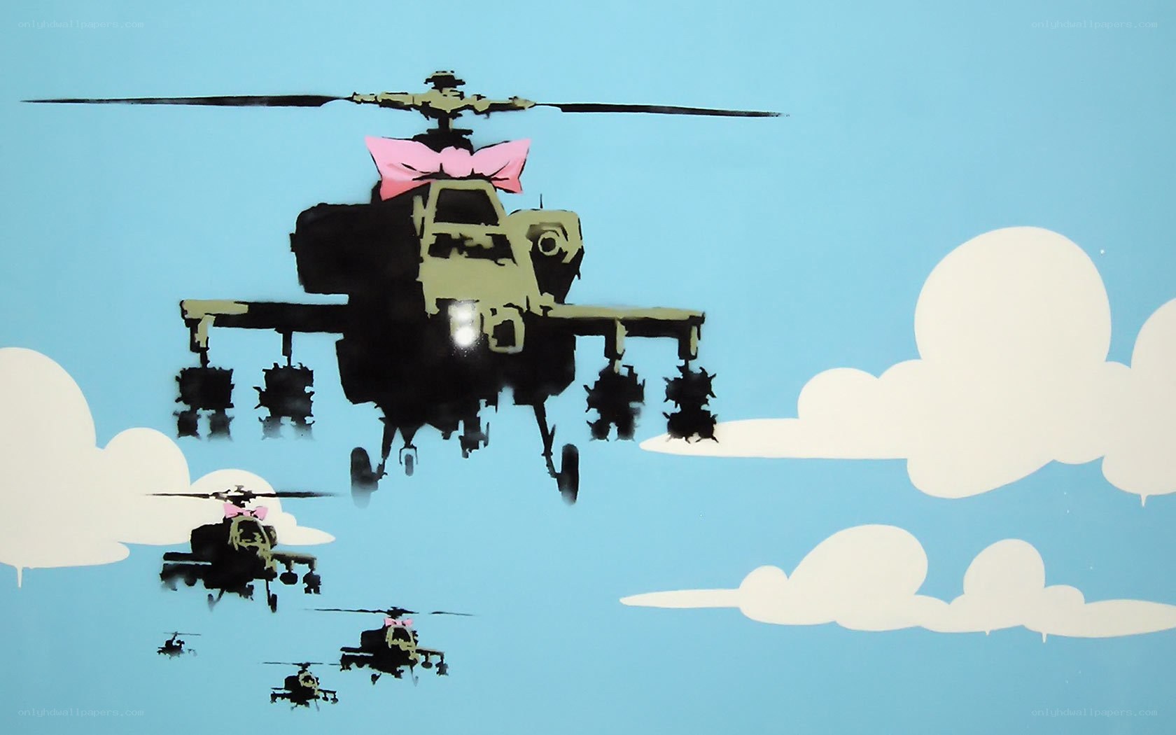 Helicopters with pink bows