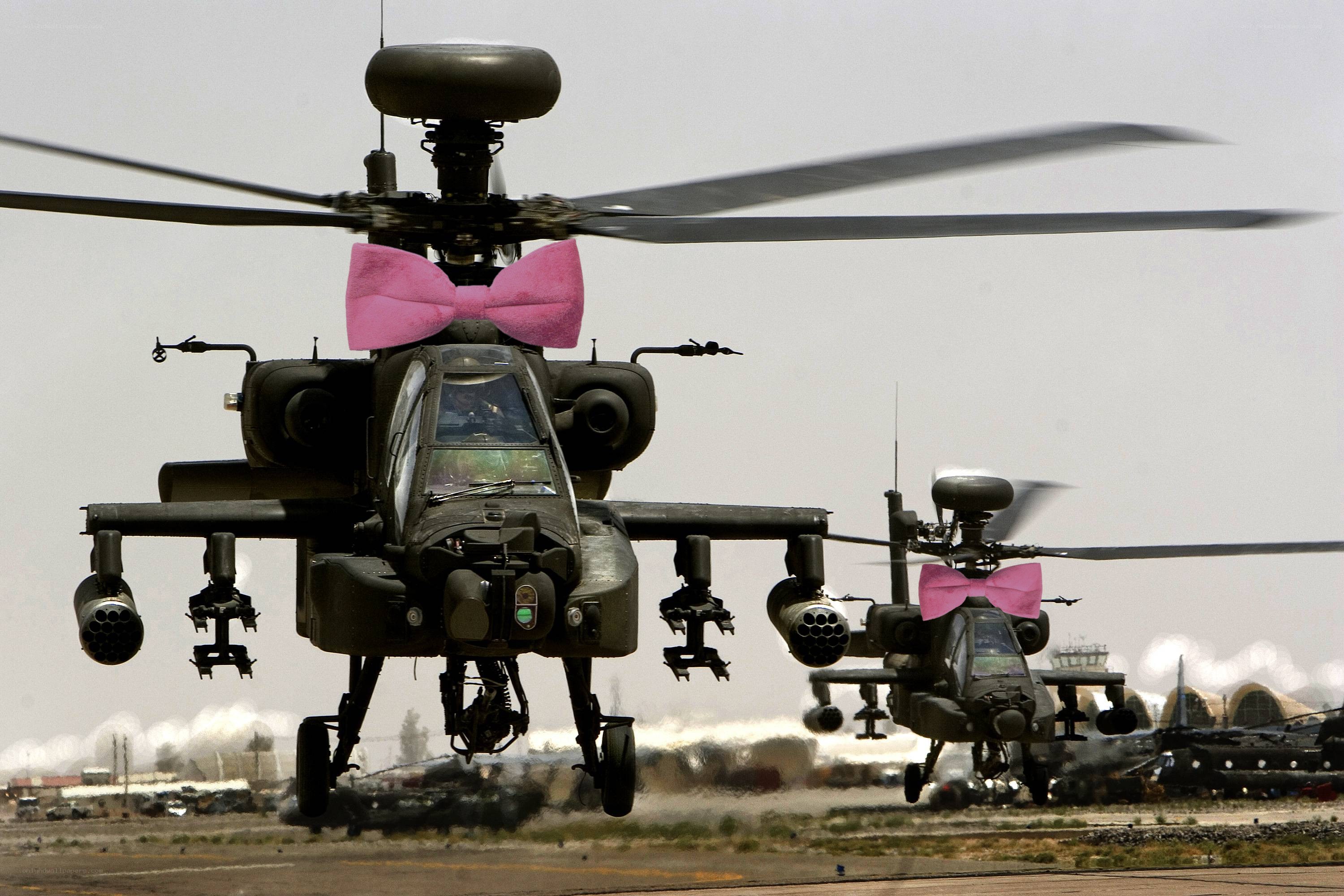 Helicopters with pink bows