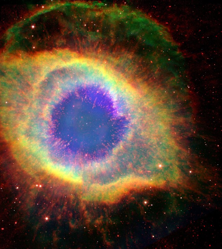 Helix Nebula — Blue, Cosmic, Photograph, Stars, Gas Clouds, Space, Green
