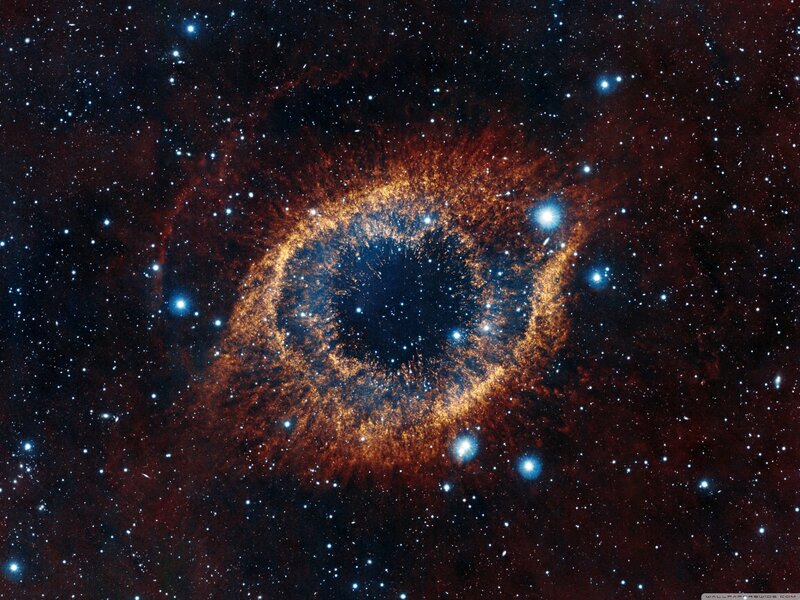 Helix Nebula — Blue, Dramatic, Night, Photograph, Stars, Gas Clouds, Space
