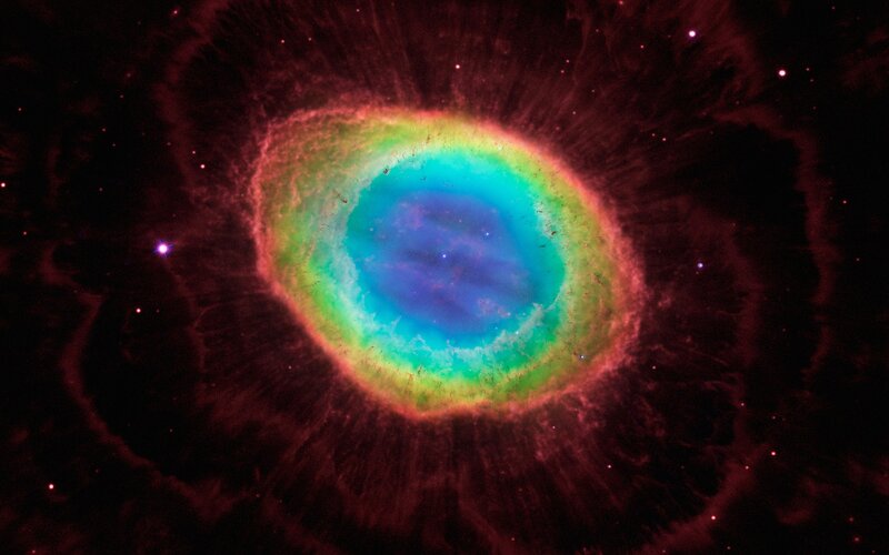 Helix Nebula — Blue, Dramatic, Photograph, Stars, Gas Clouds, Space
