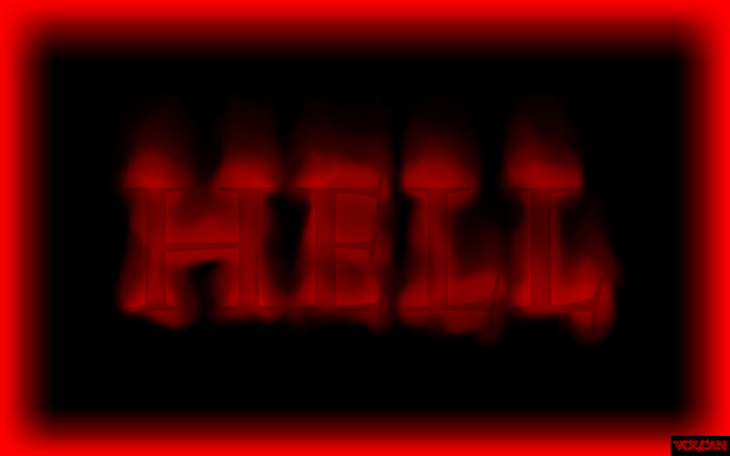 Hell text in red smoke