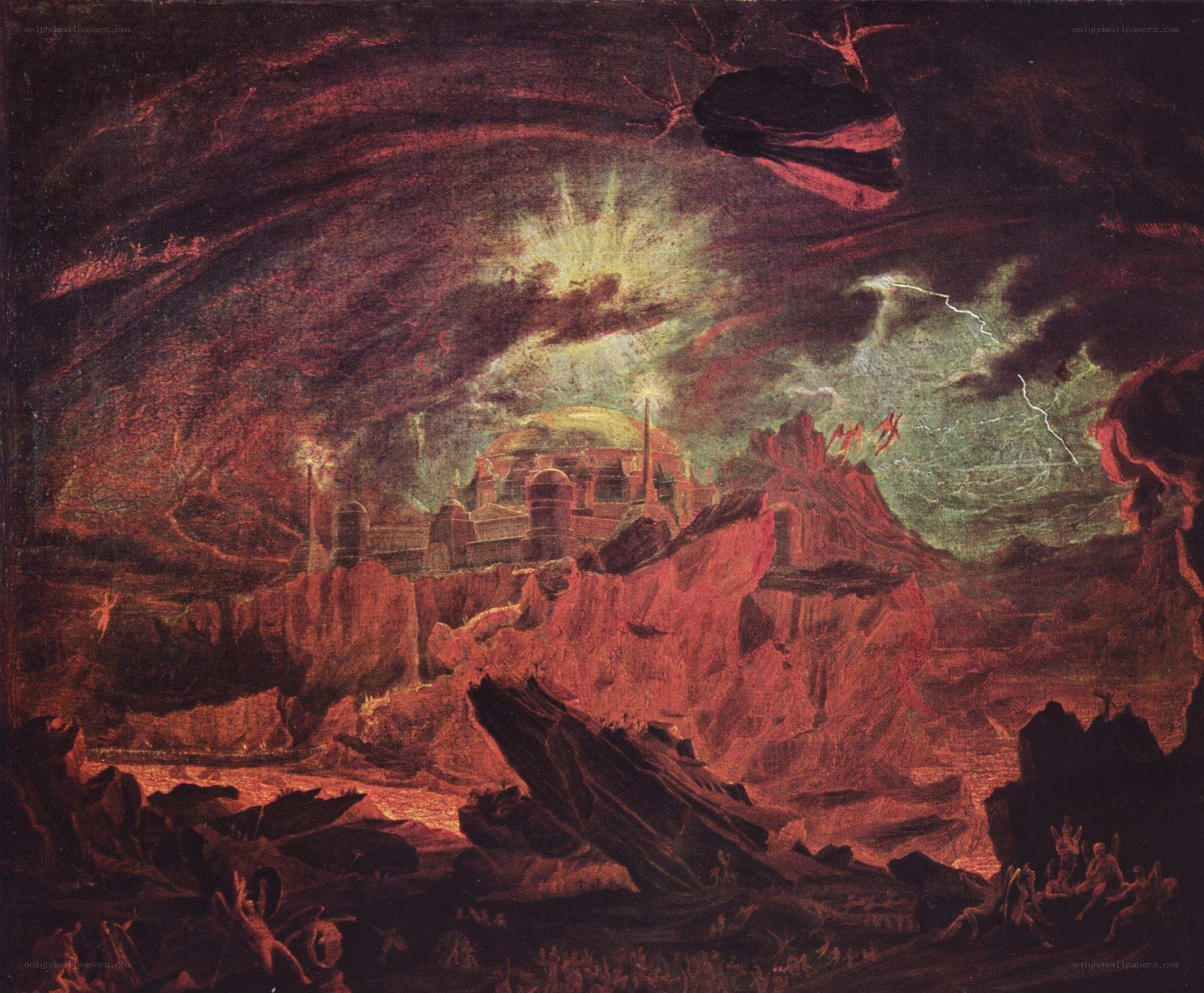 Hell with a city in the distance