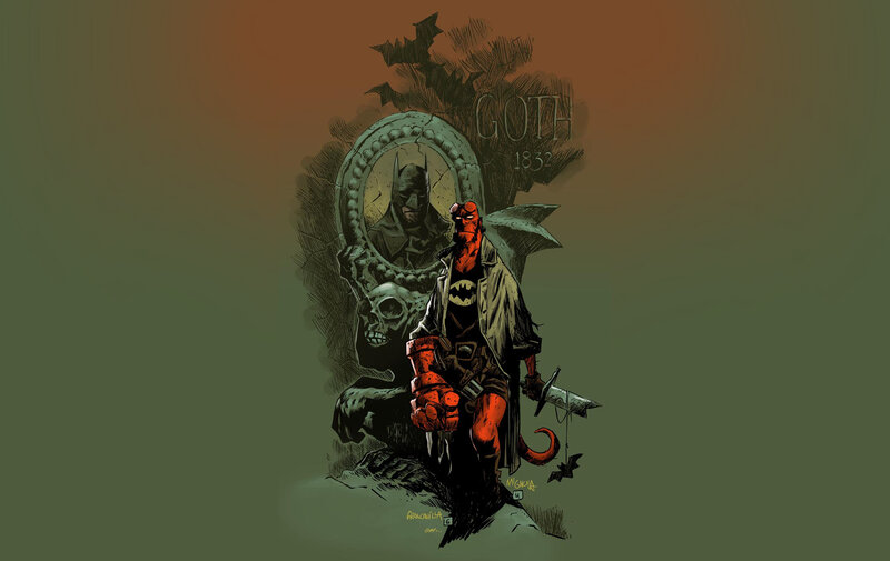 Hellboy and Batman in Gotham