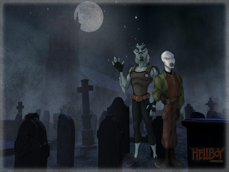 Hellboy animated characters in graveyard