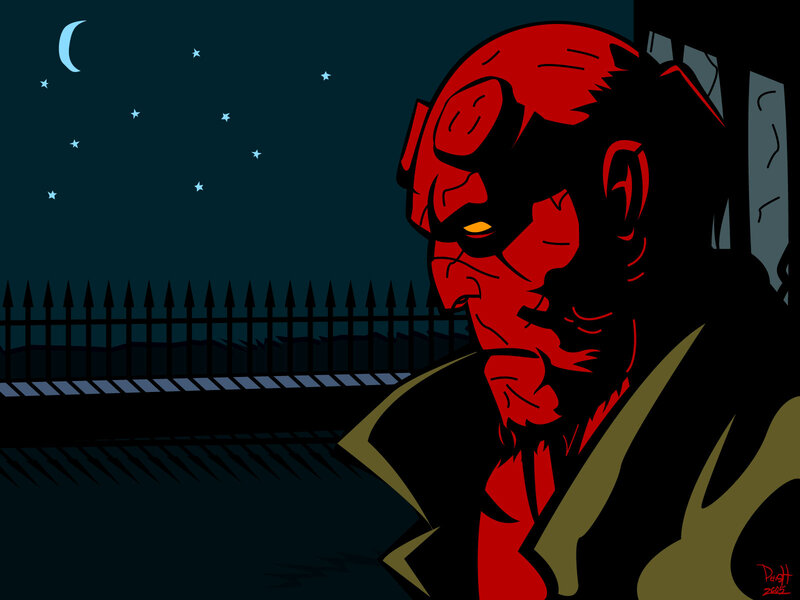 Hellboy at night