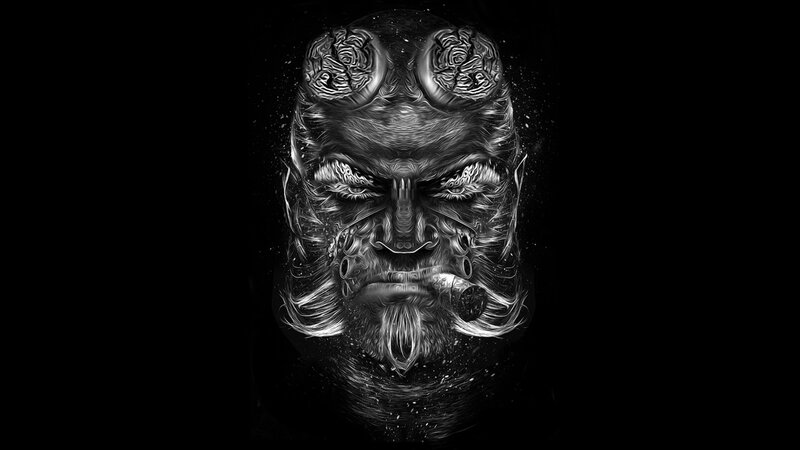 Hellboy Character Portrait — Black