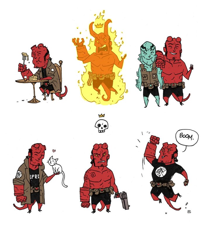 Hellboy comic character panels