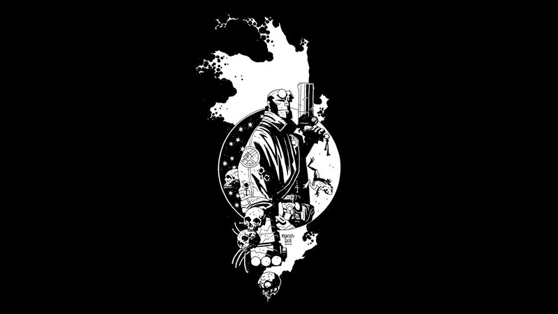 Hellboy Holding a Gun — Black