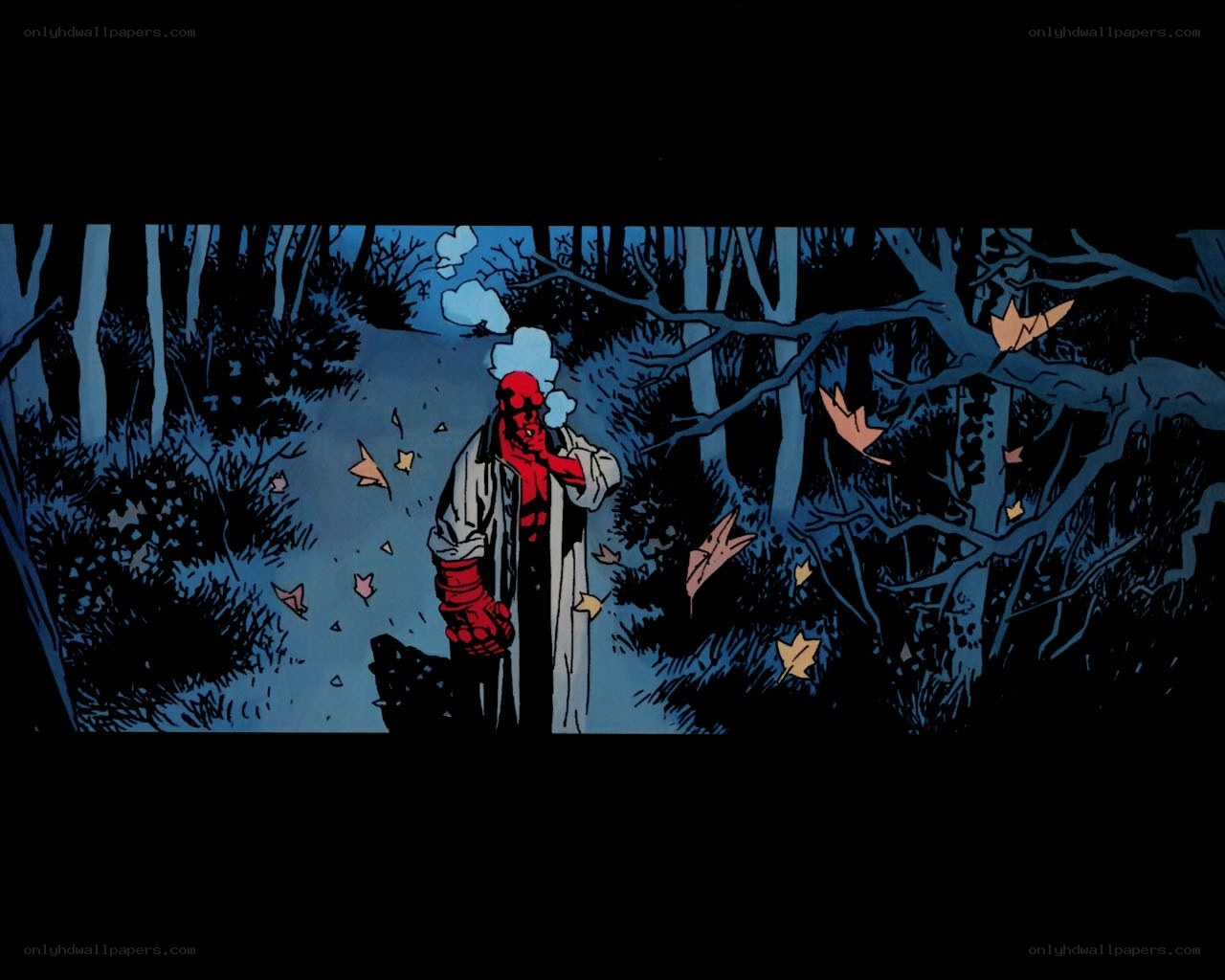 Hellboy in a dark forest