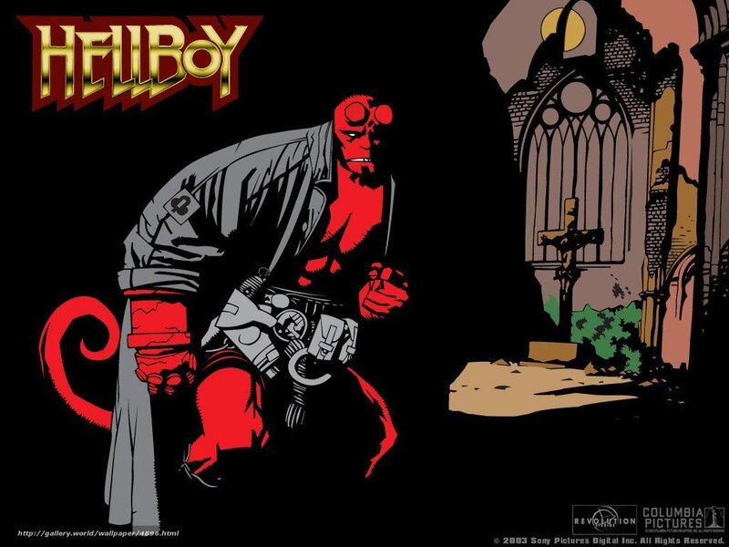 Hellboy in a graveyard