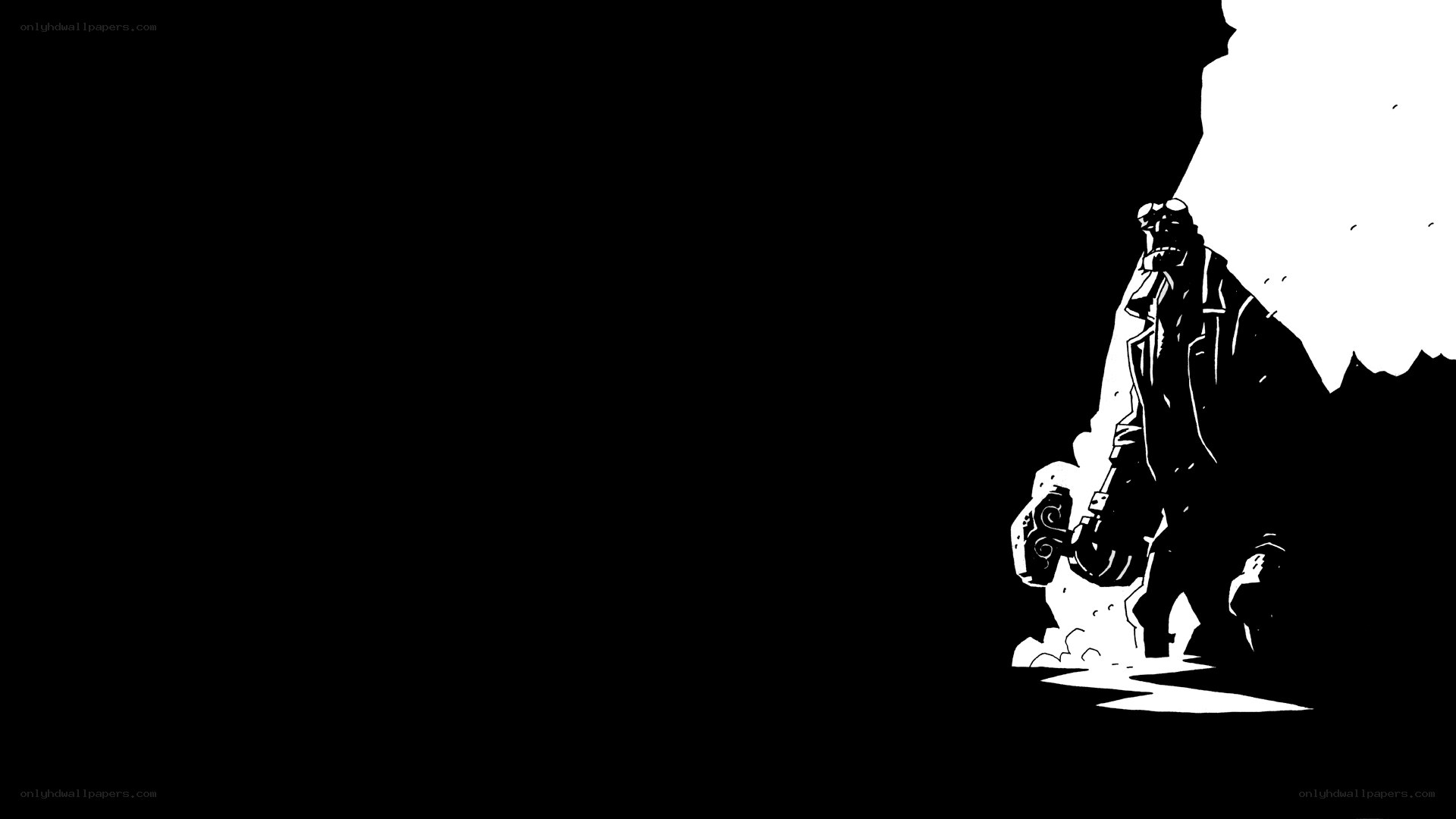 Hellboy in silhouette