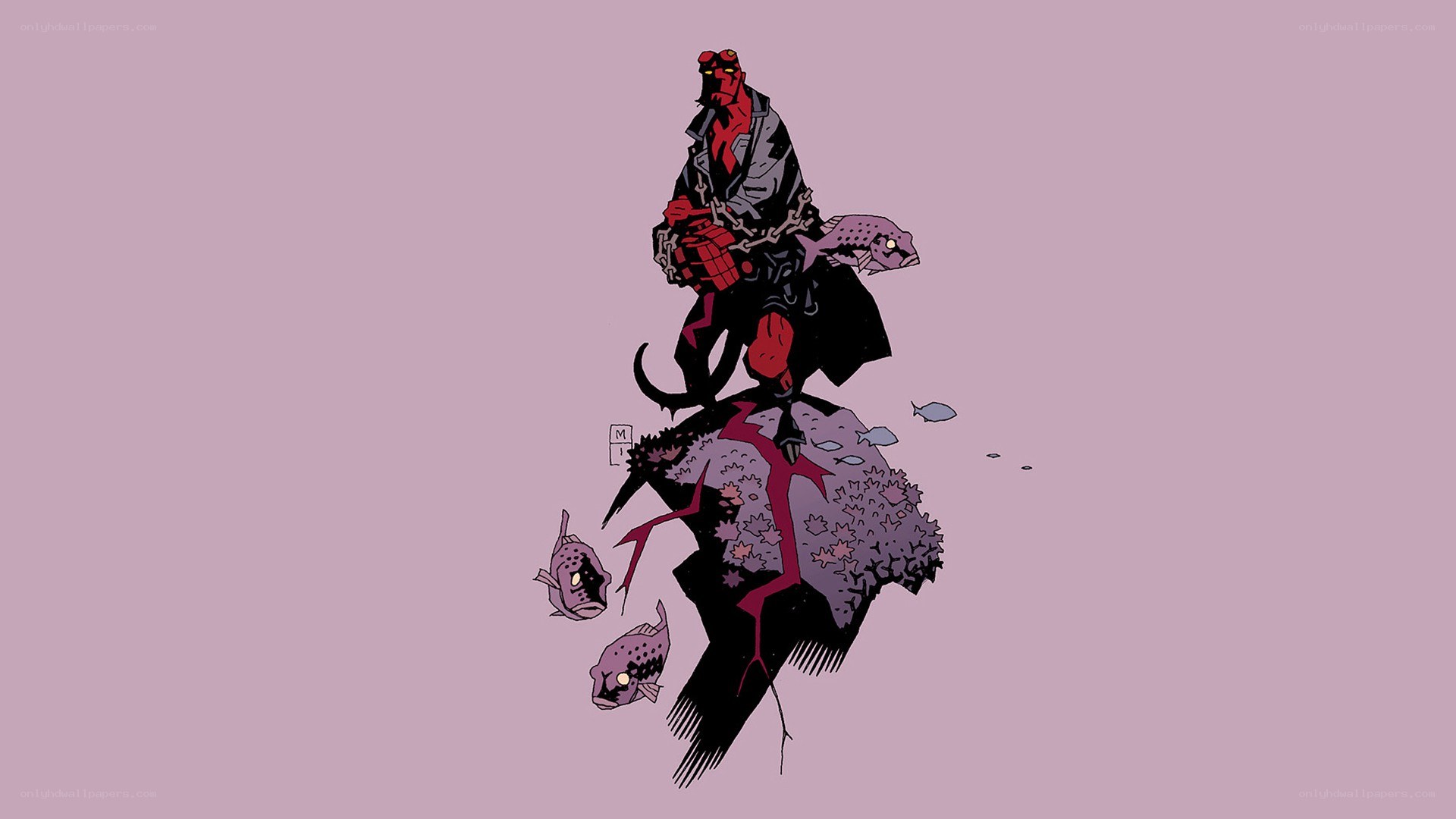 Hellboy on a rock