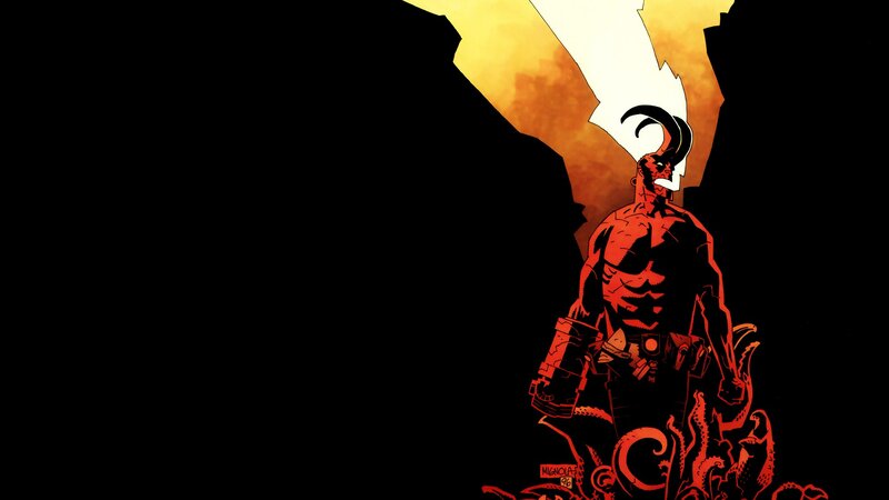 Hellboy Standing in Silhouette — Black