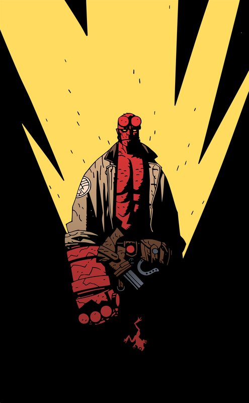 Hellboy stands in light