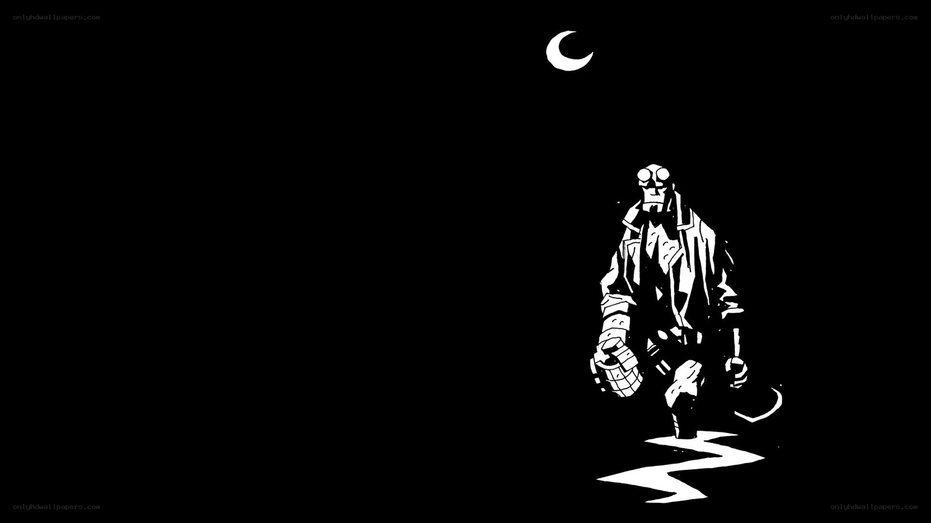 Hellboy under the moon