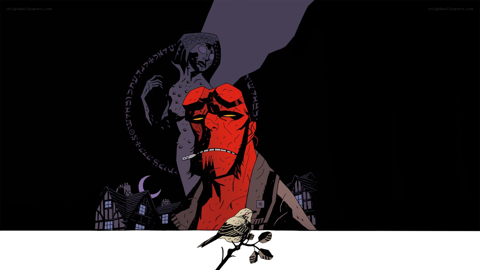 Hellboy with a bird