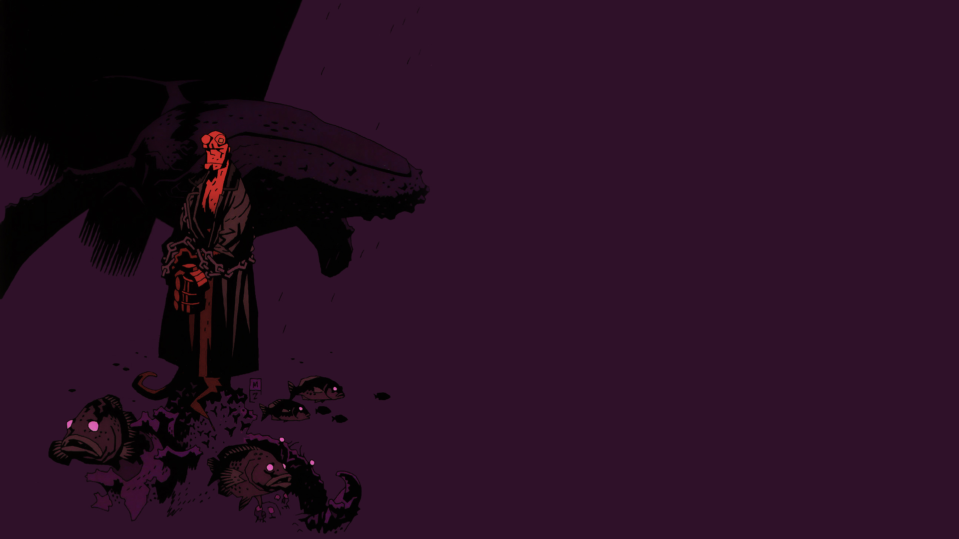 Hellboy with fish
