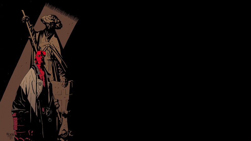 Hellboy with statue