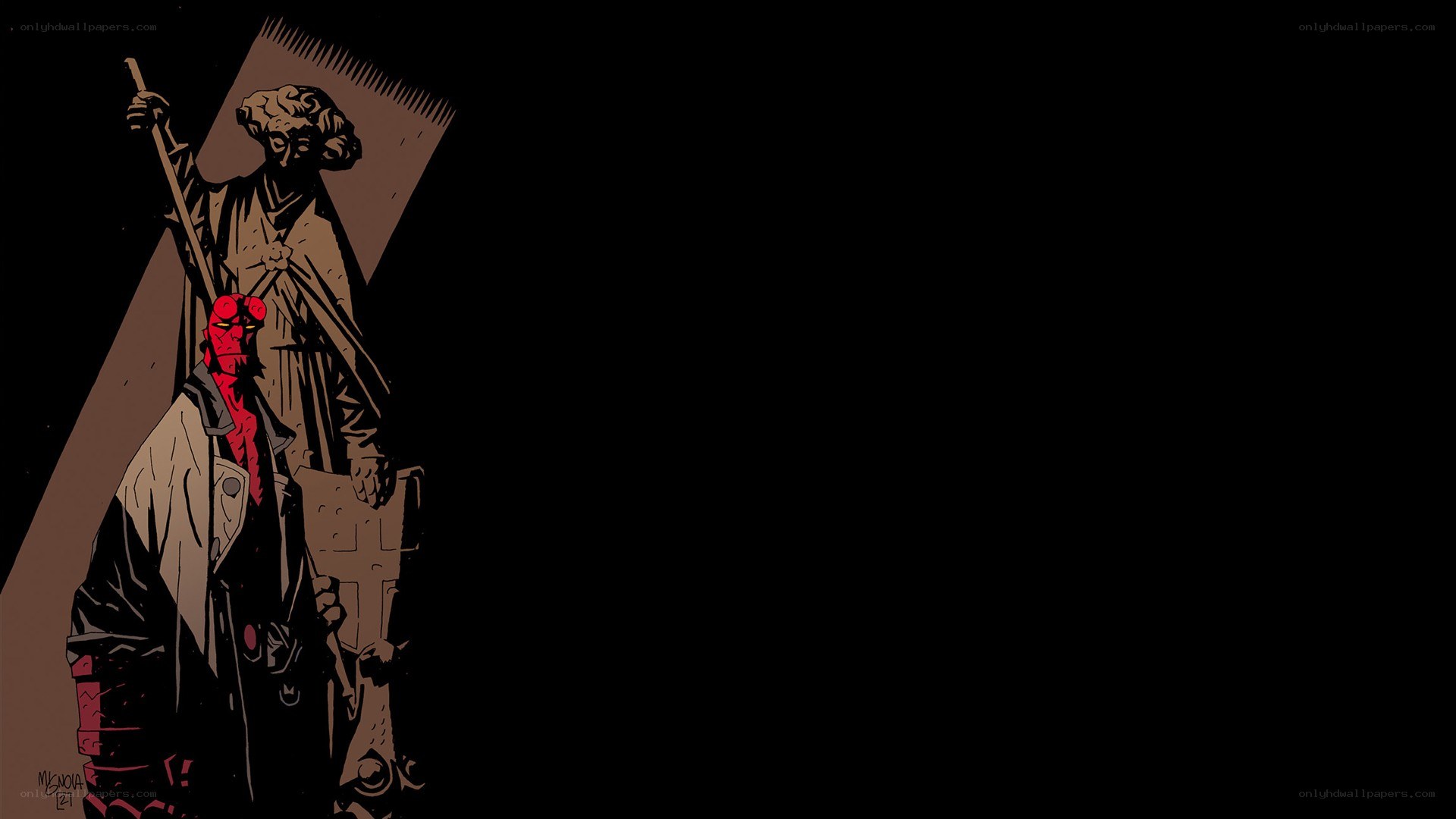 Hellboy with statue