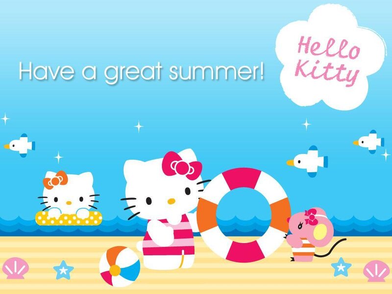 Hello Kitty at Beach — Blue, Cheerful