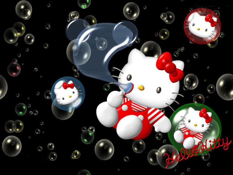 Hello Kitty blowing bubbles