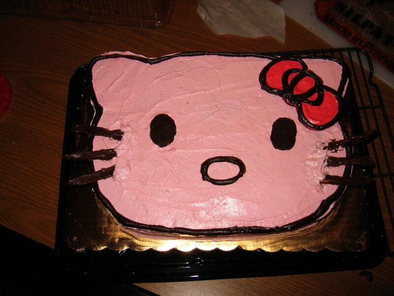 Hello Kitty cake on table