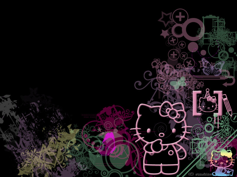 Hello Kitty Character — Black, Playful, Digital Art