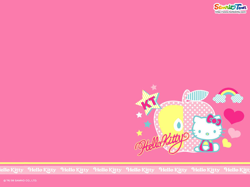 Hello Kitty Character — Pink, Cheerful, Illustration, Apple