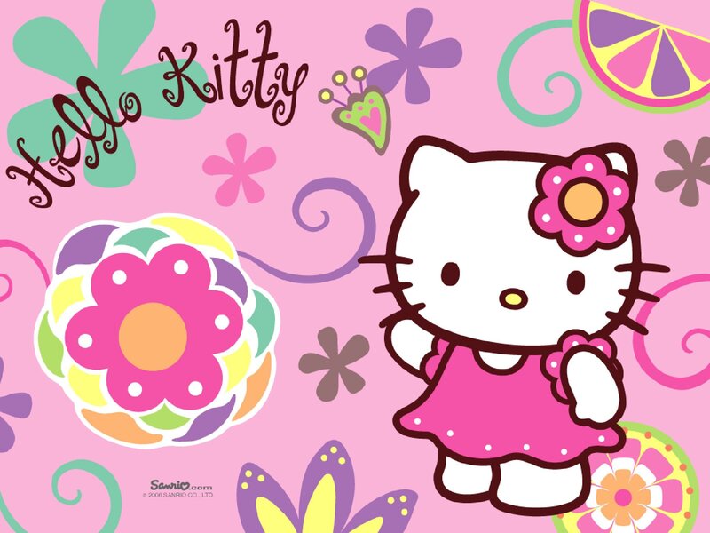 Hello Kitty Character — Pink, Playful, Illustration, Flowers