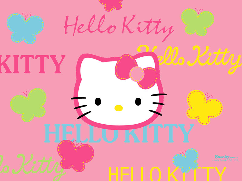 Hello Kitty Character — Pink, Playful, Vector Art, Butterflies