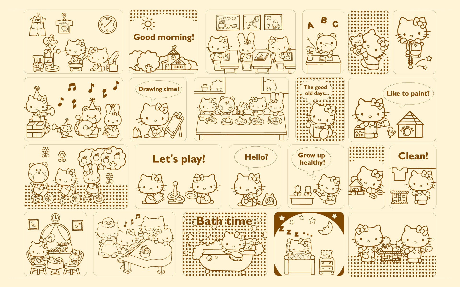 Hello Kitty daily life scenes