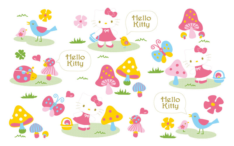 Hello Kitty garden scene