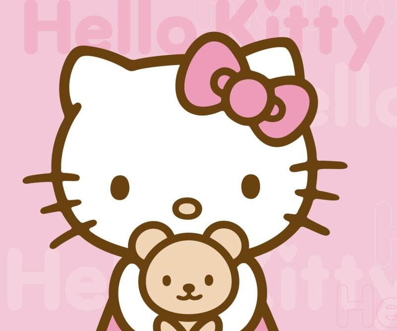 Hello Kitty Holding a Teddy Bear