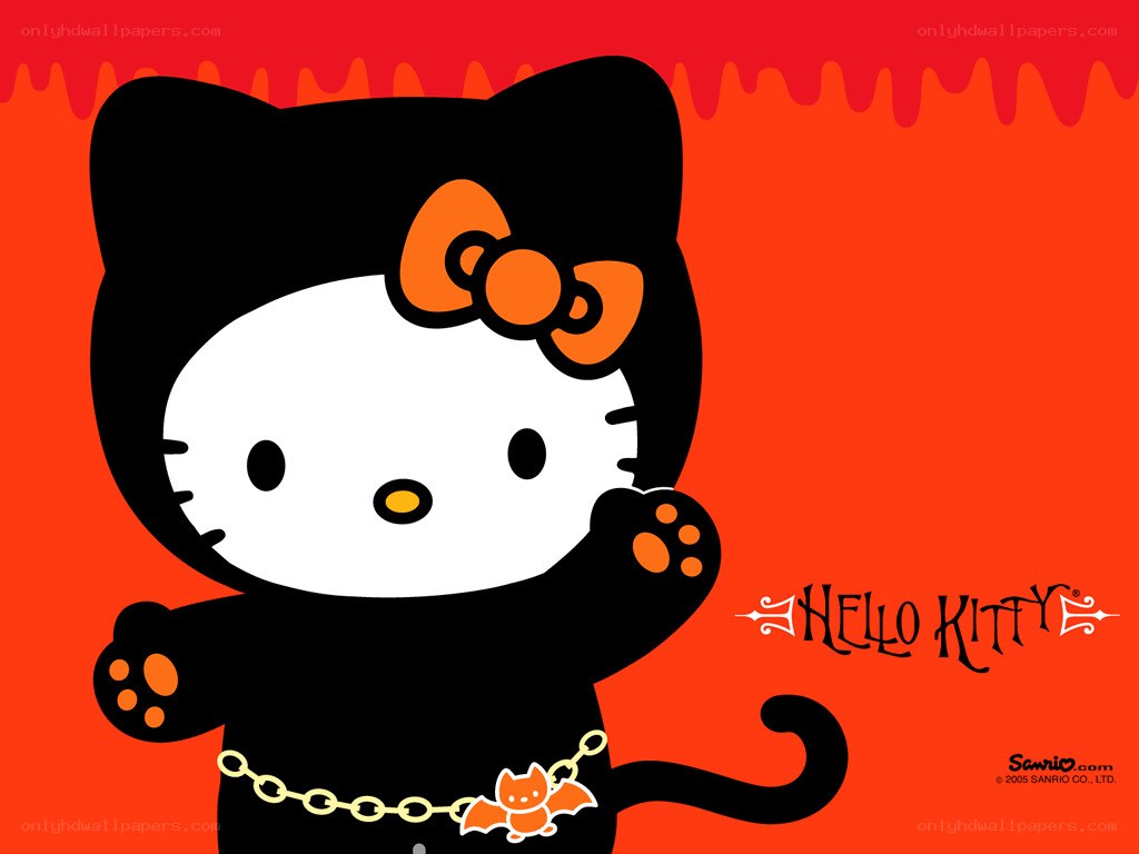 Hello Kitty in a black costume
