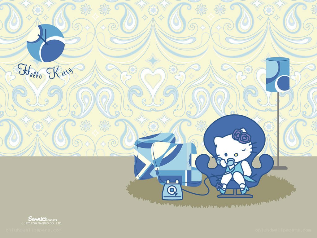 Hello Kitty in a blue room
