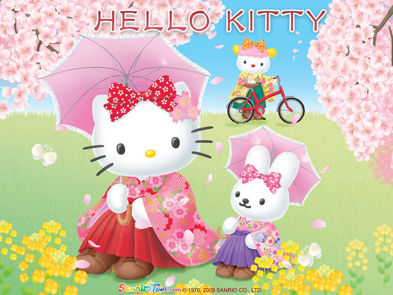 Hello Kitty in cherry blossom