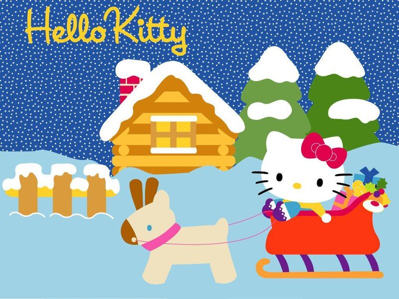 Hello Kitty in winter sleigh