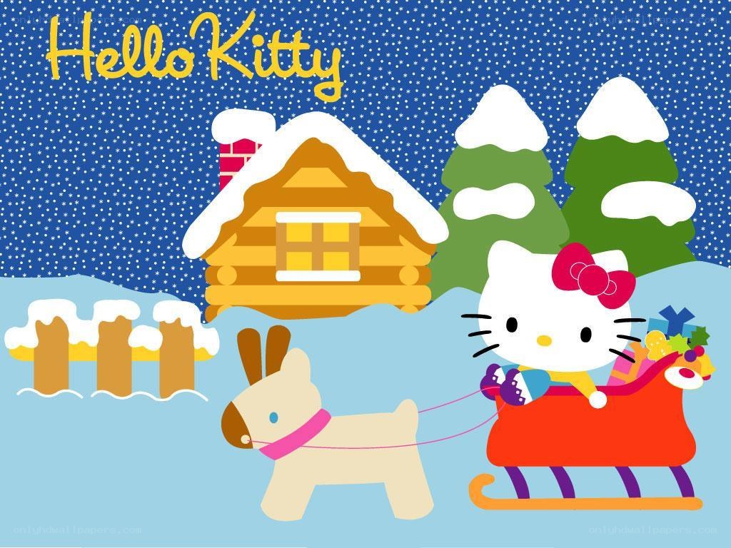 Hello Kitty in winter sleigh