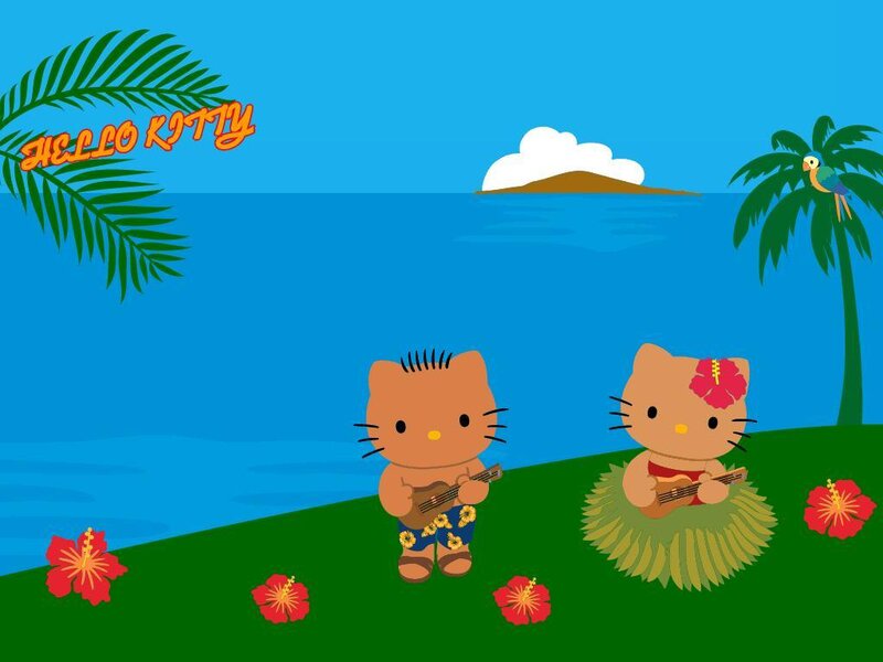 Hello Kitty on a tropical beach