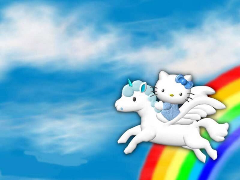 Hello Kitty on a Unicorn — Blue
