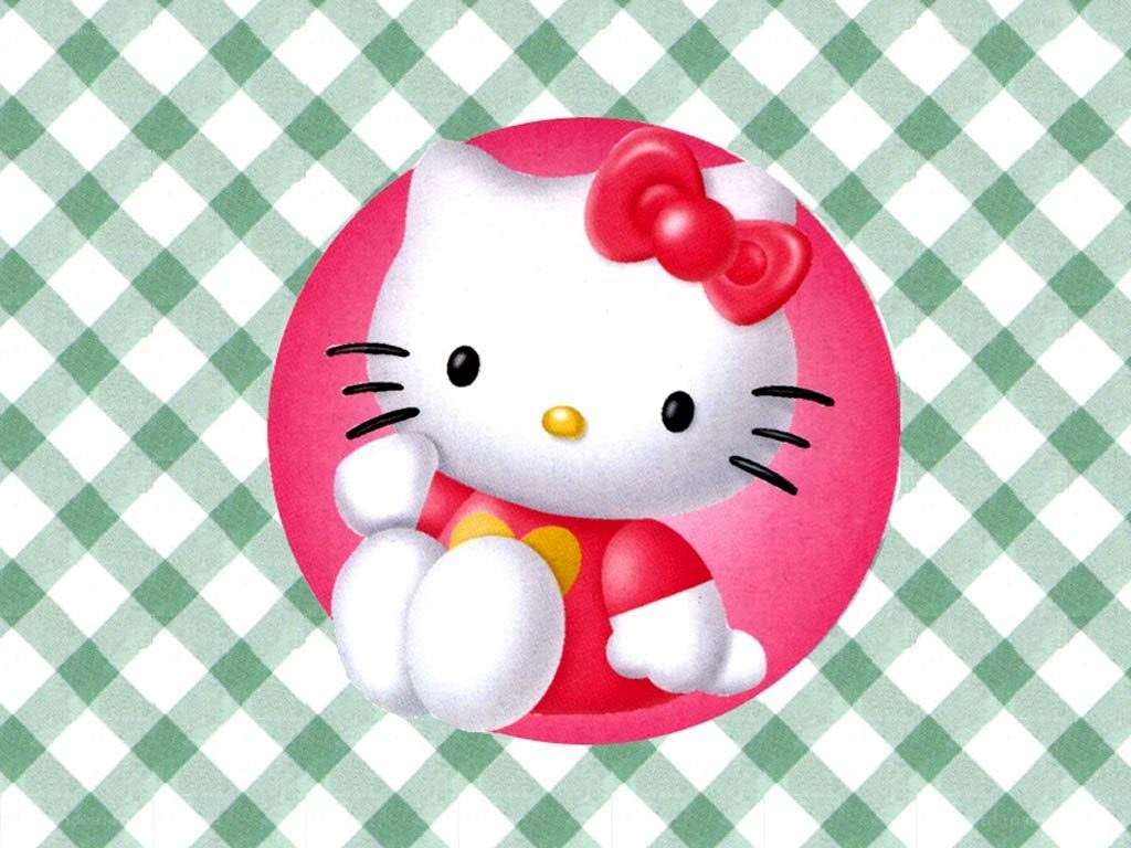 Hello Kitty on checkered background