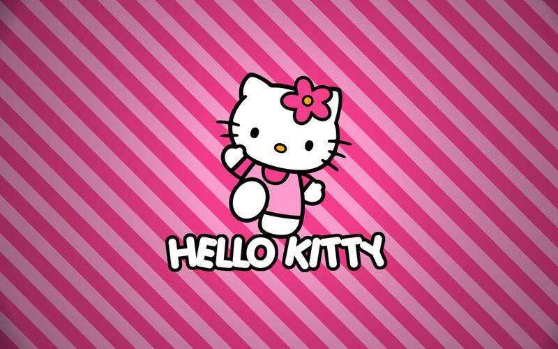 Hello Kitty on pink stripes