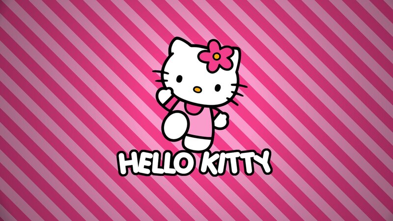 Hello Kitty on pink stripes