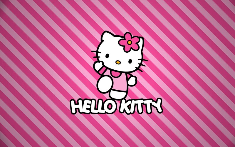 Hello Kitty on pink stripes
