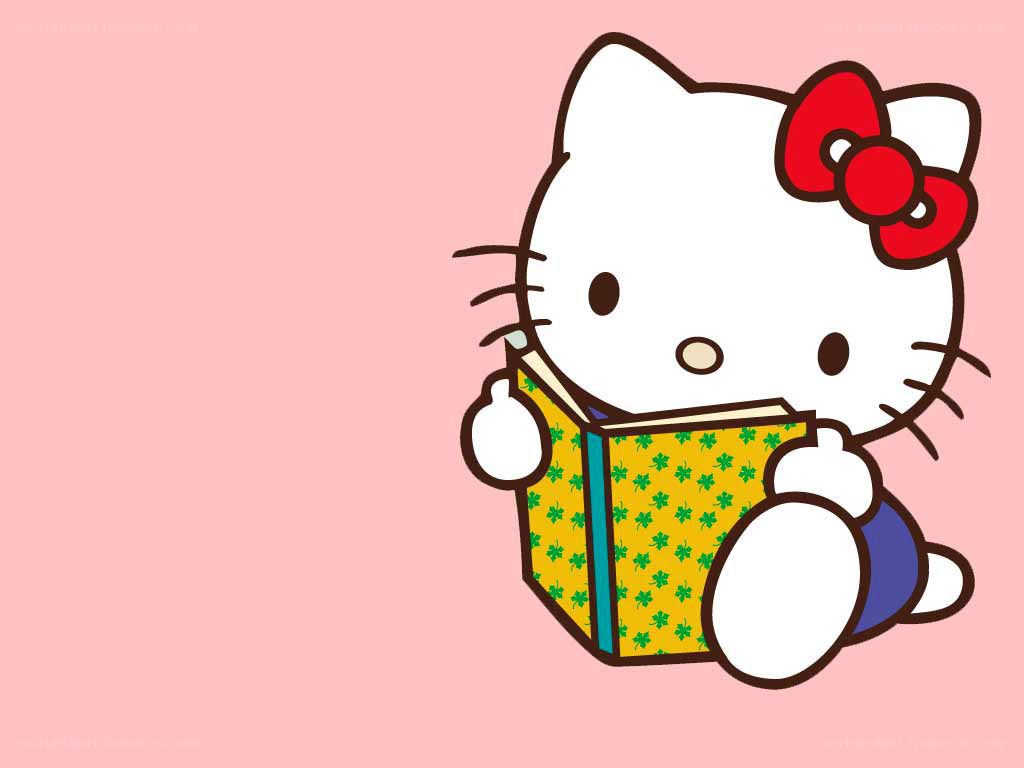 Hello Kitty reading a book